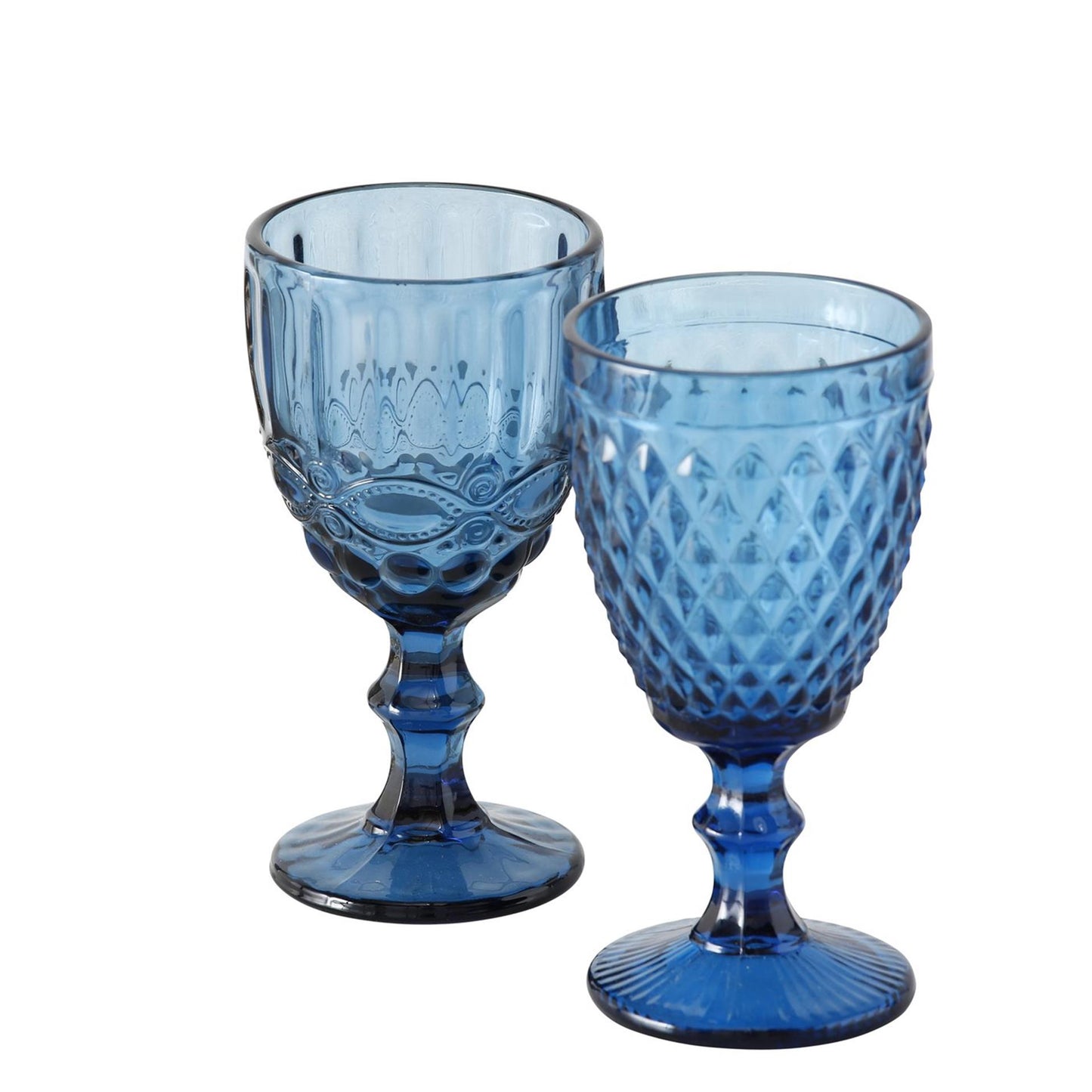 Boltze home wijnglas blauw h17cm doos a 6 st