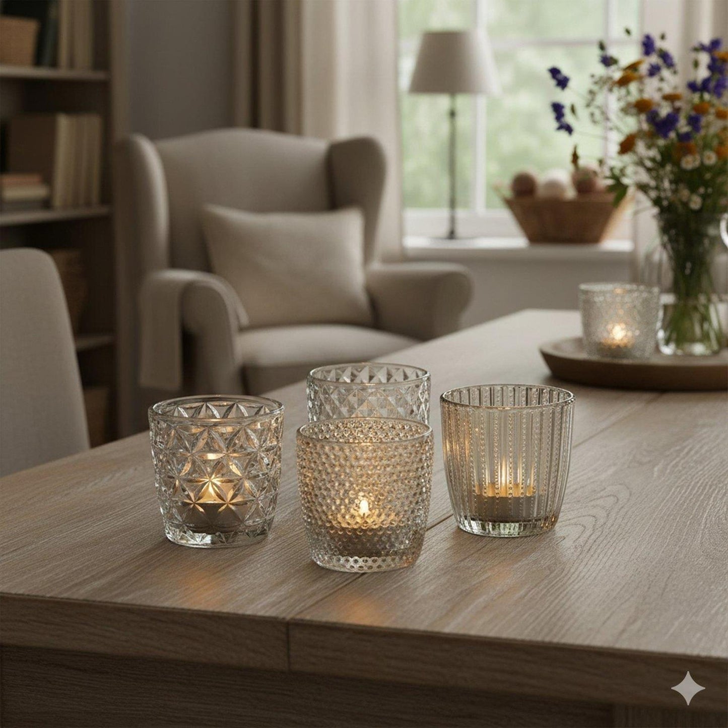 Boltze home windlicht marilu 4-delig transparant h7,5cm dia 7,5cm