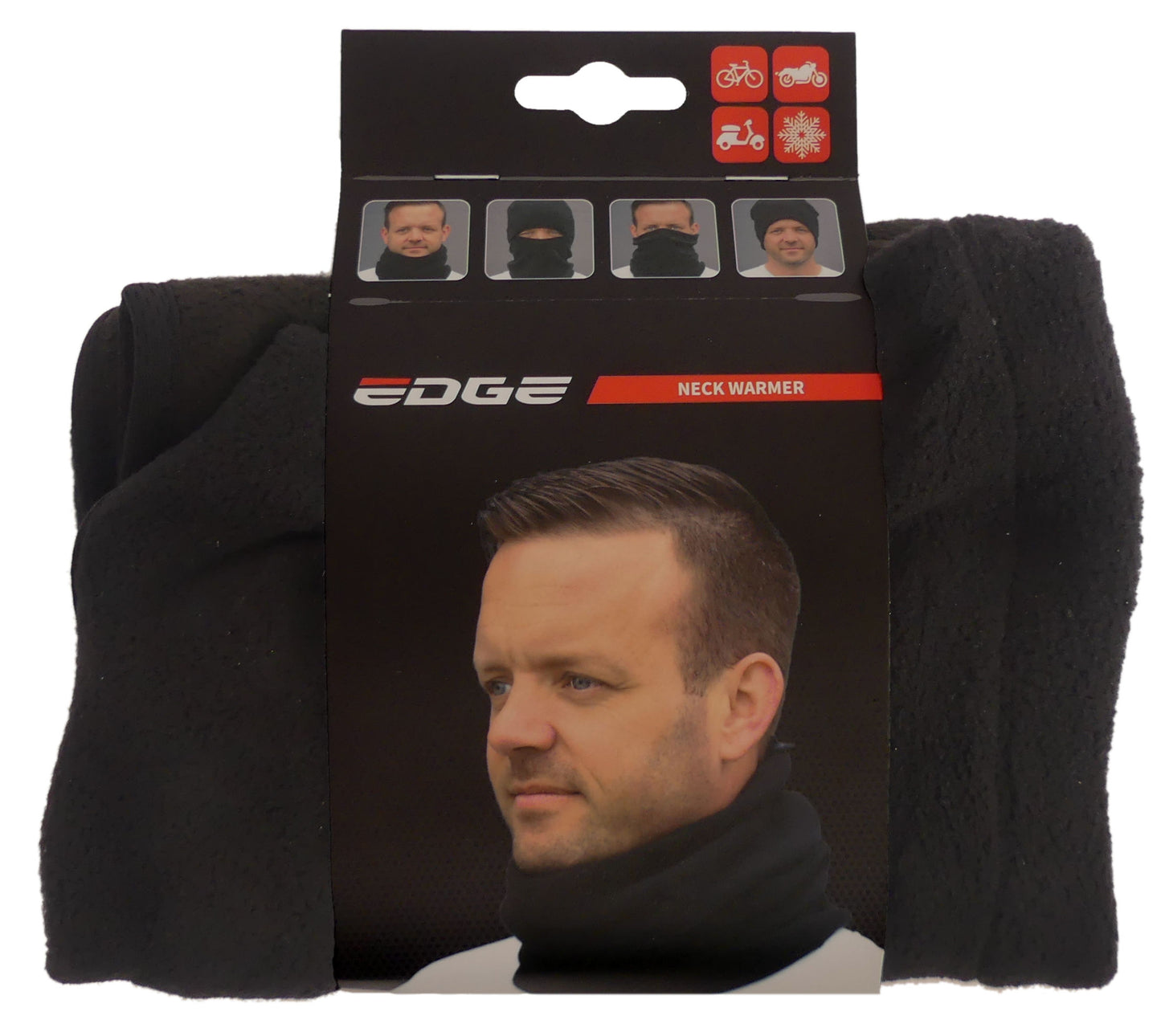Edge multifunctionele nekwarmer - polyester - zwart