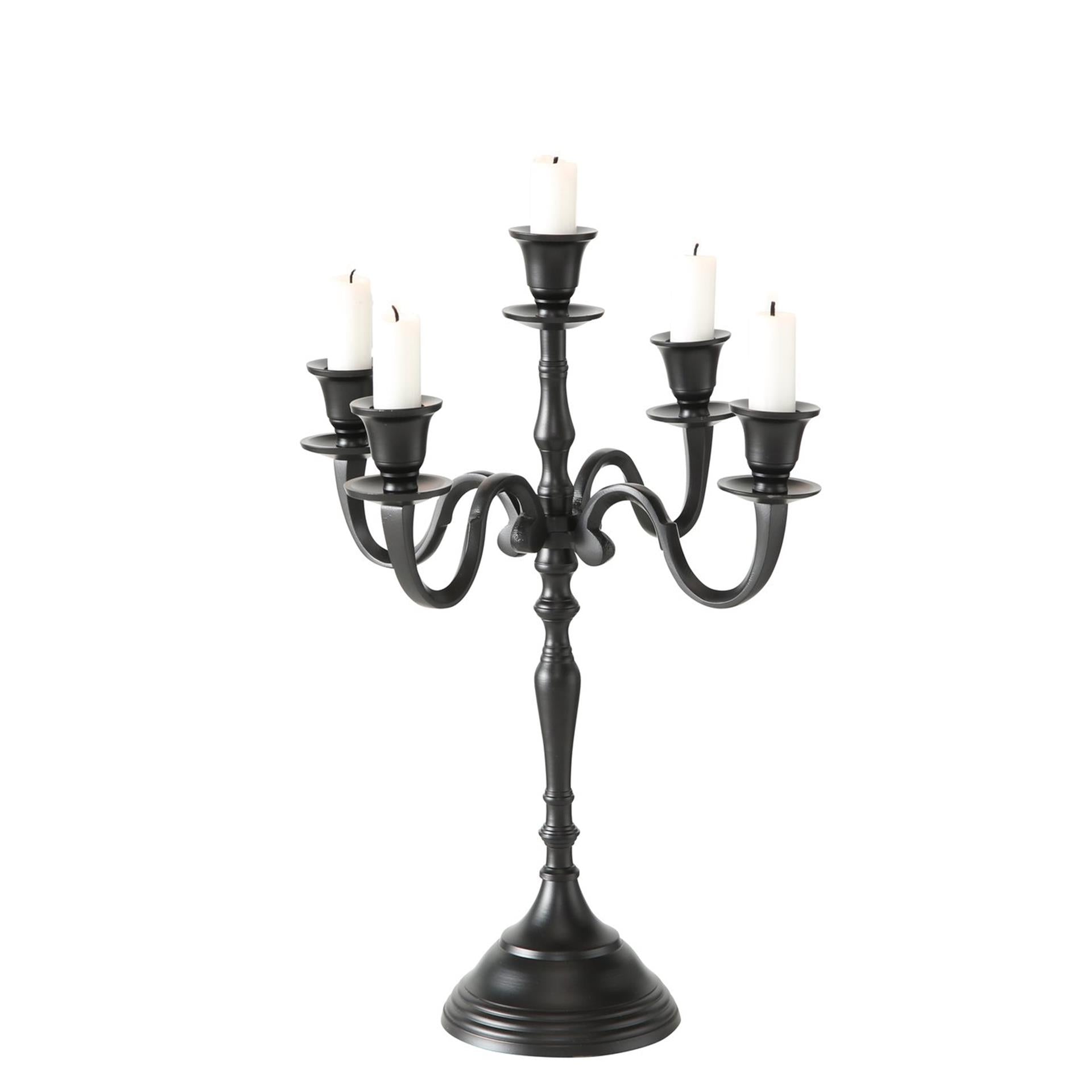 Boltze home kandelaar victoria ø30xh40cm zwart aluminium ( exclusief kaarsen )