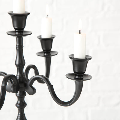 Boltze home kandelaar victoria ø30xh40cm zwart aluminium ( exclusief kaarsen )