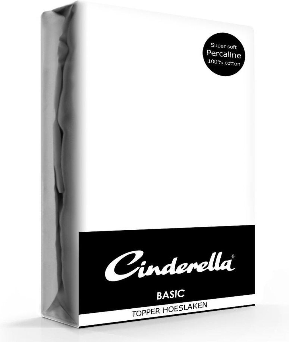Cinderella weekend topper hoeslaken - katoen - 90x210 cm - tot 15 cm hoog - wit