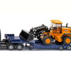 Siku 1790, man vrachtwagen met dieplader en jcb-shovel, 1:87, metaal kunststof, blauw geel, opklapbare oprijplaat, beweegbare arm