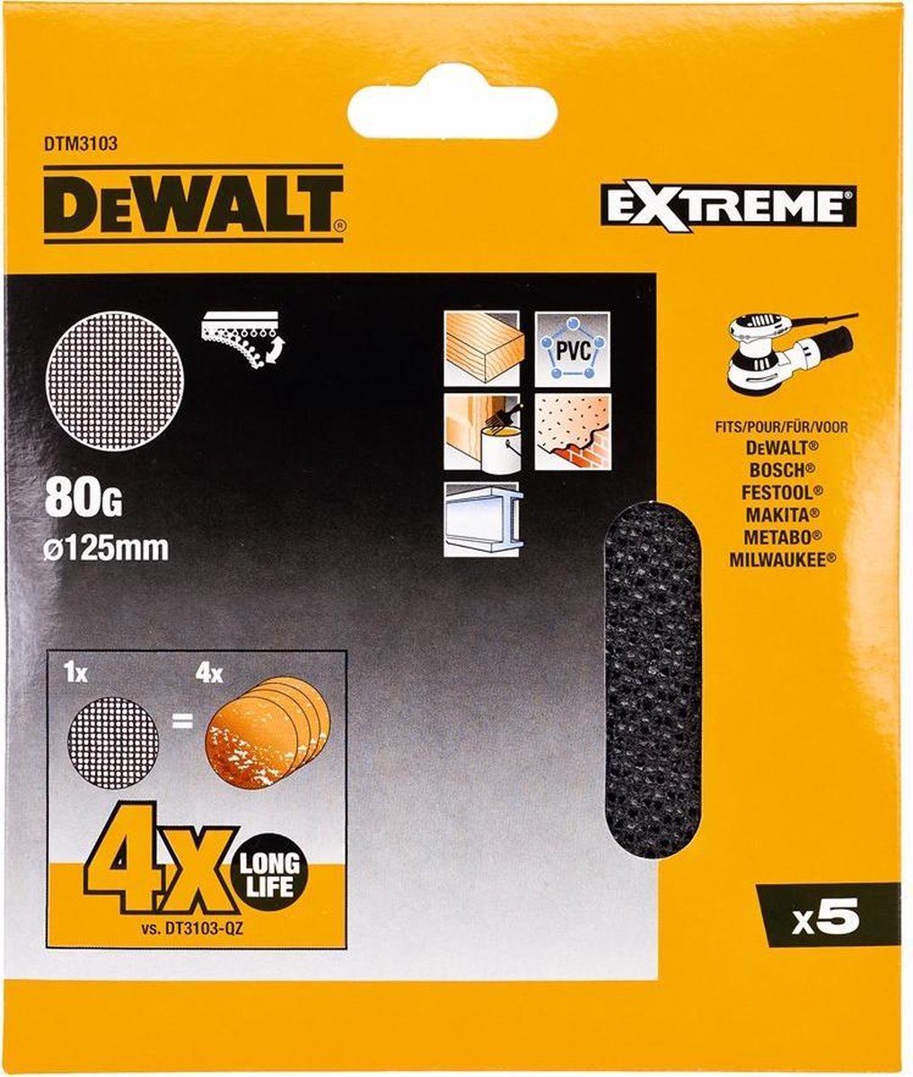 Dewalt dtm3103 mesh schuurgaas ø 125mm k80 ve=5
