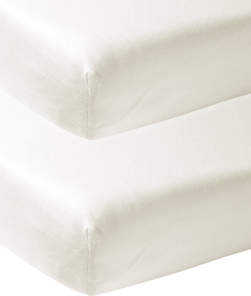 Meyco baby uni hoeslaken ledikant - 2-pack - offwhite - 60x120cm