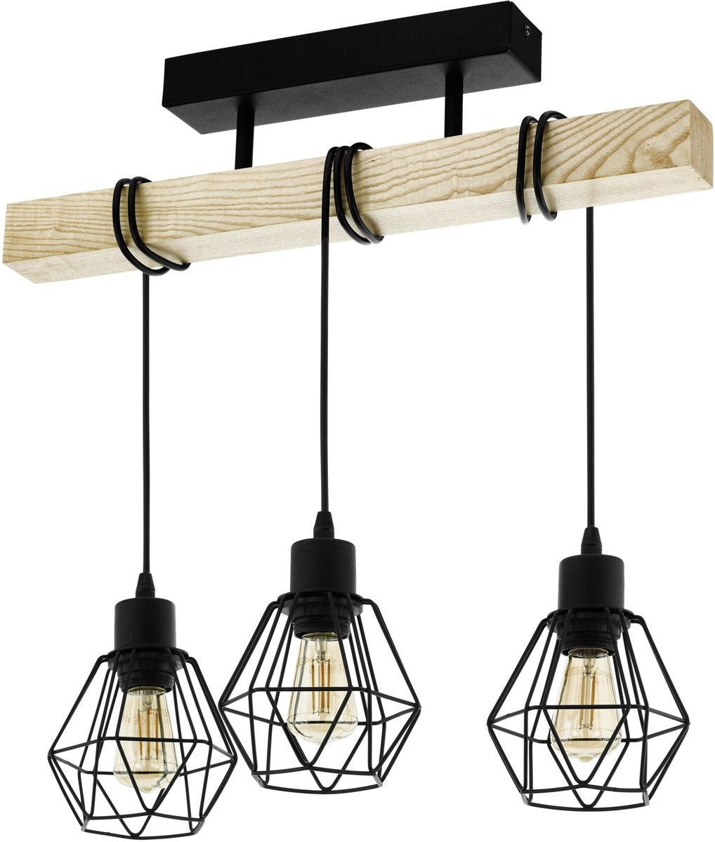 Eglo townshend 5 plafondlamp - e27 - 55 cm - zwart bruin - fsc hout