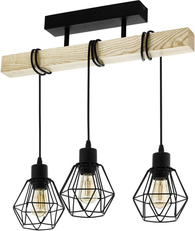 Eglo townshend 5 plafondlamp - e27 - 55 cm - zwart bruin - fsc hout