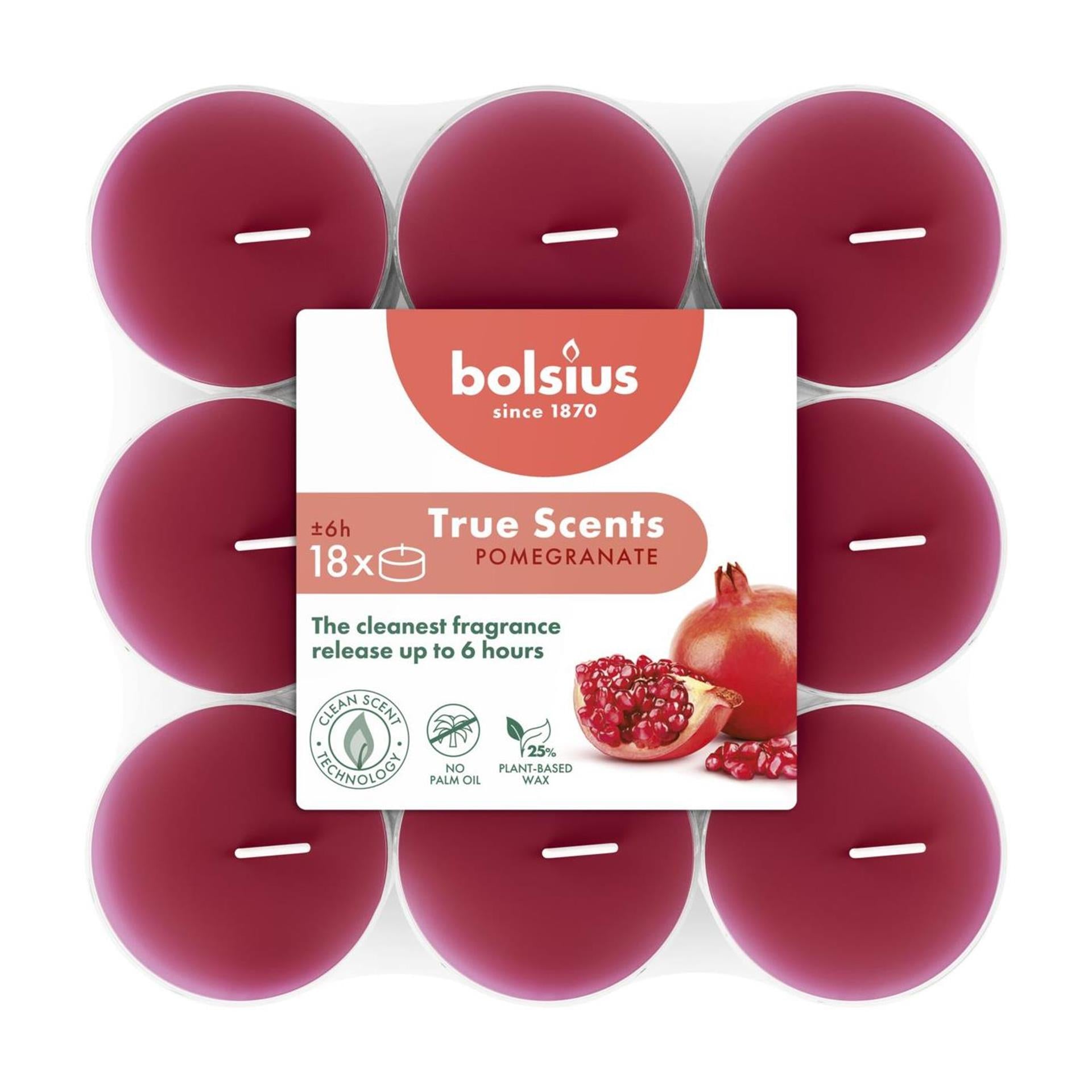Bolsius geurtheelichten 6h 18 stuks pomegranate