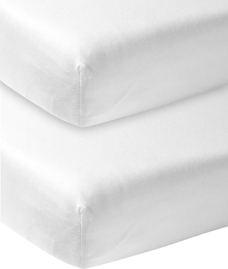 Meyco baby uni hoeslaken wieg - 2-pack - white - 40x80 90cm