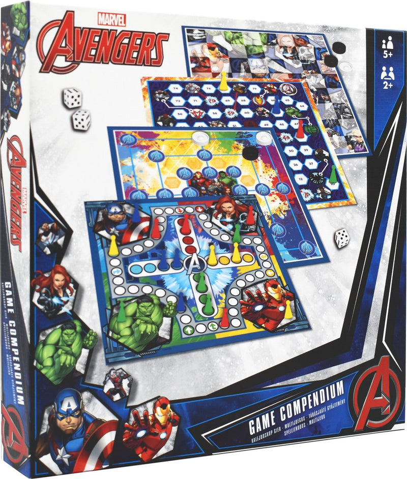 Marvel avengers - 4-in-1 spellendoos - molenspel - dammen - ludo - slangen ladders - bordspel verzameling - game compendium