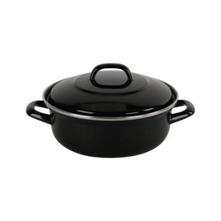 Bk fortalit emaille braadpan 28cm 4l – inductie braadpan – geëmailleerd staal – ovenbestendig tot 230 graden – geen antiaanbaklaag – met deksel – zwart blauw