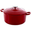 Bk bourgogne braadpan gietijzer 28cm 6.7l - inductie braadpan - gietijzeren braadpan - ovenbestendig tot 230 graden - deksel met druipringen - wit geëmailleerde binnenkant - chili red