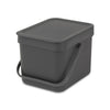 Brabantia afvalemmer sort go 6l grijs