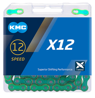 Shimano ketting kmc x12 waxed 126 schakels - aurora green