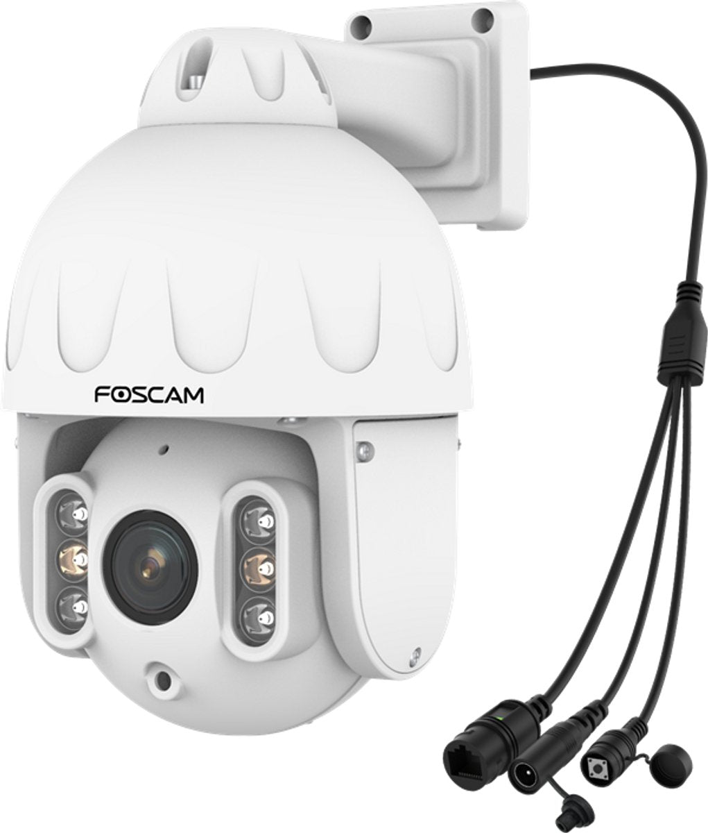 Foscam sd8ep beveiligingscamera - 4k 8mp - spotlights - ip66 - pan tilt - poe beveiligingscamera - nachtzicht 50m - wit