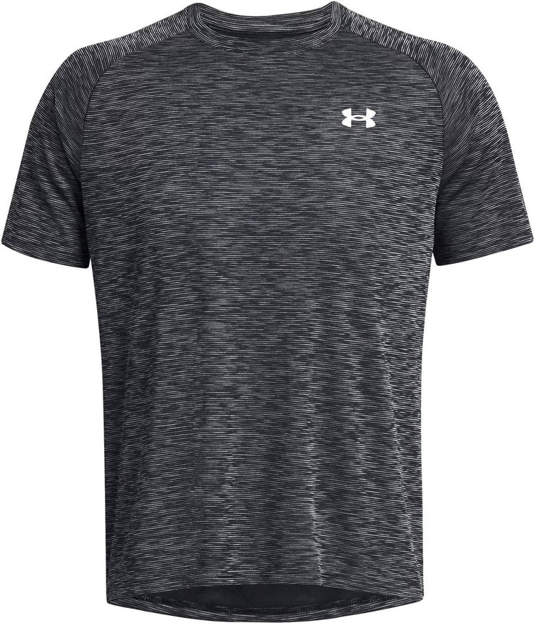 Under armour ua tech texturood ss-blk heren sportshirt - zwart - wit