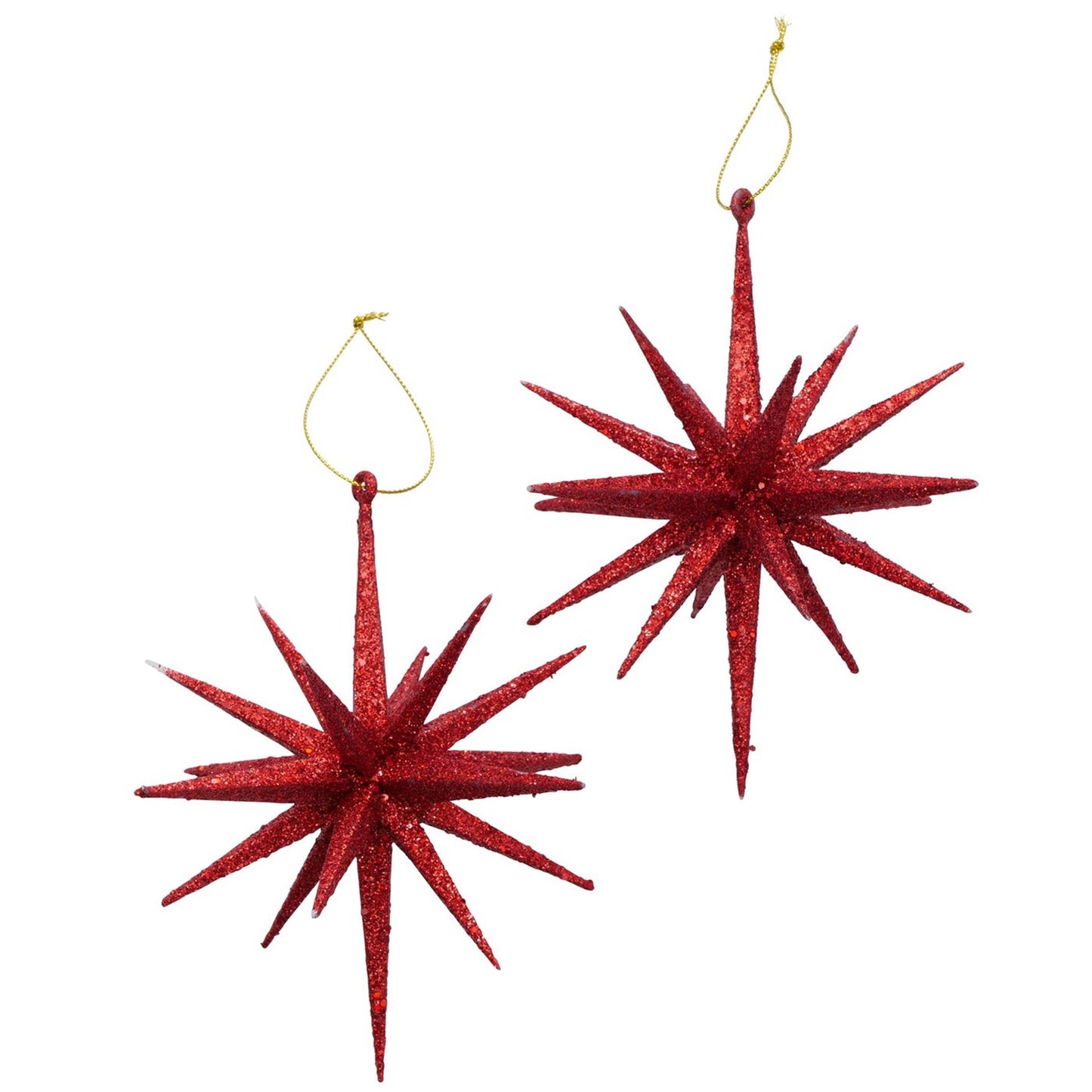 Boltze home kersthanger tove ster met glitter 2 stuks rood dia 15cm