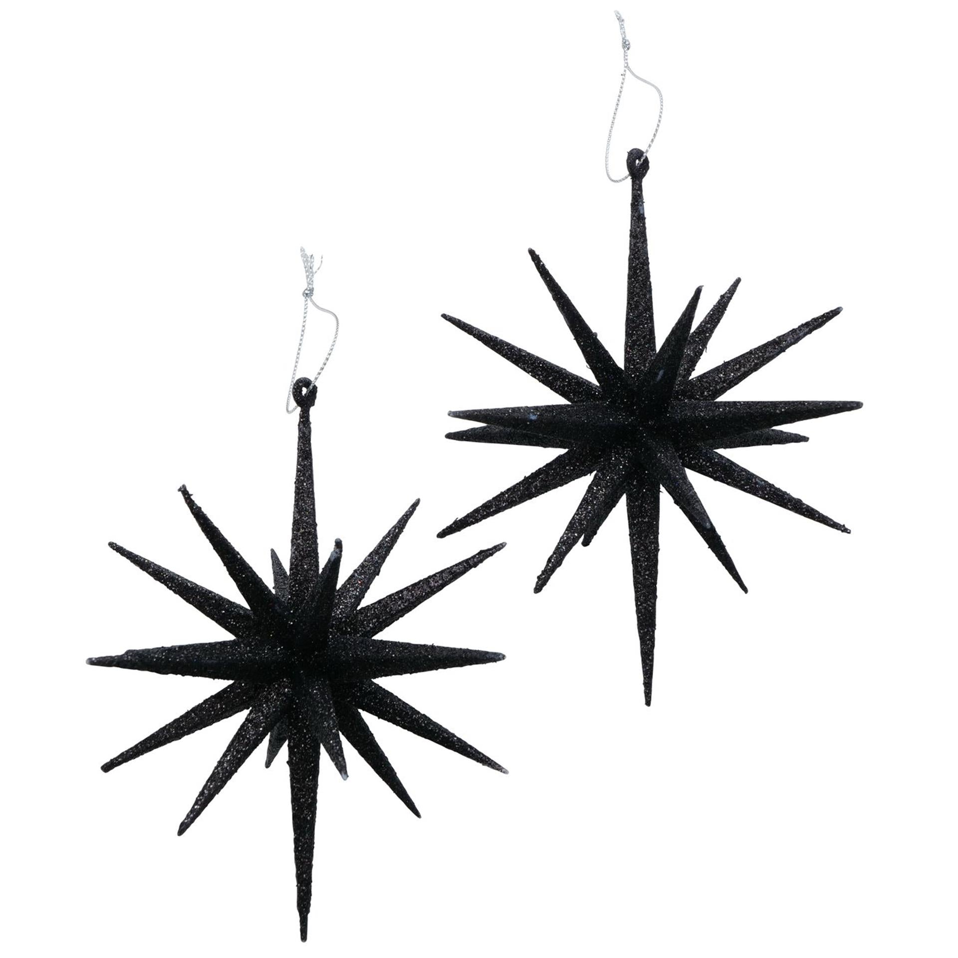 Boltze home deco hanger tove ø15xh15cm zwart met glitters- 2 stuks in verpakking