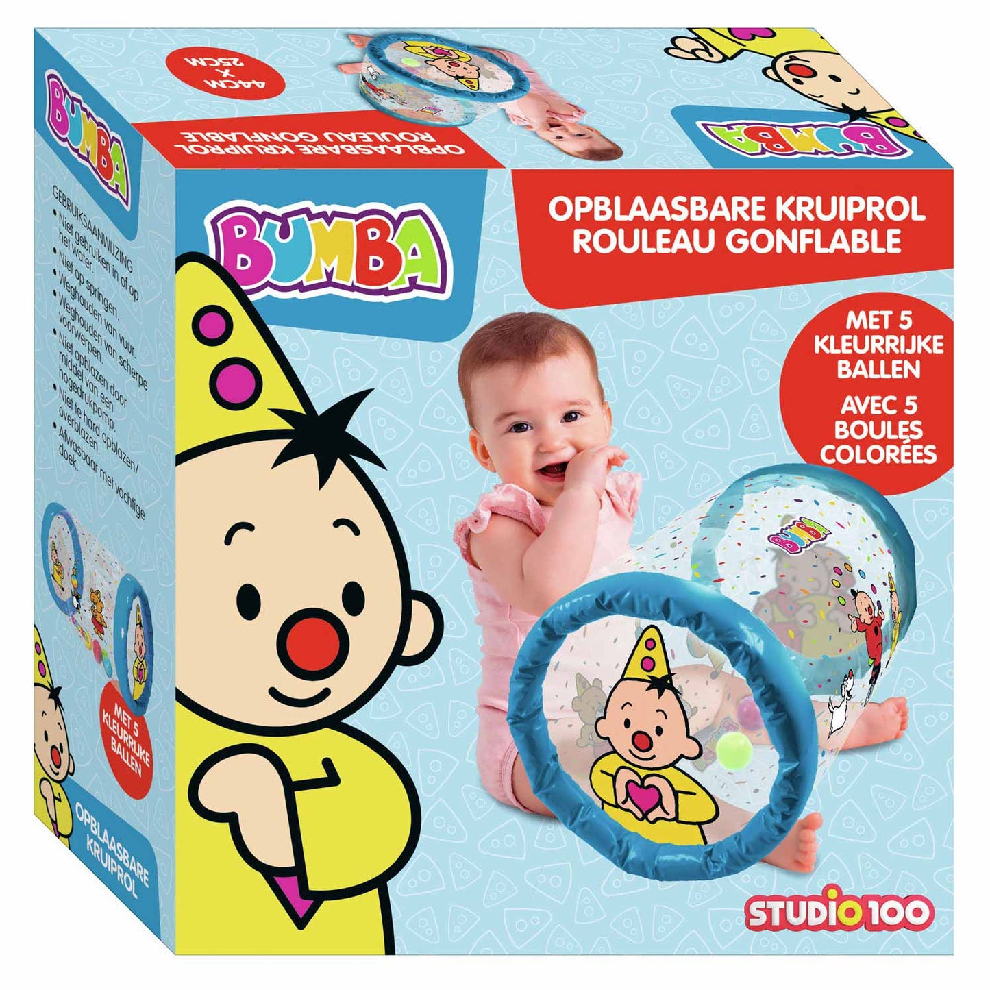Bumba opblaasbare kruiprol - confetti - met 5 kleurrijke ballen