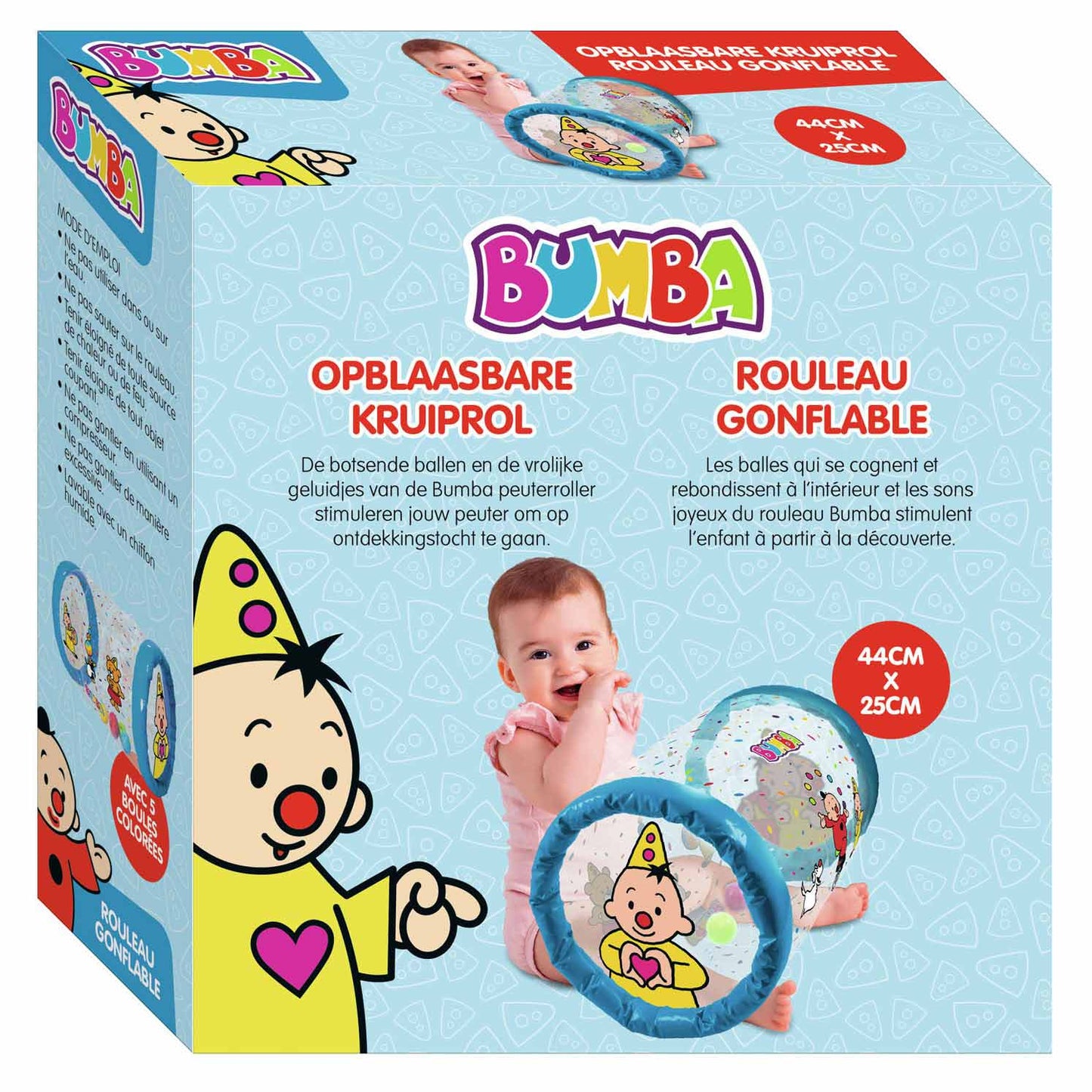 Bumba opblaasbare kruiprol - confetti - met 5 kleurrijke ballen
