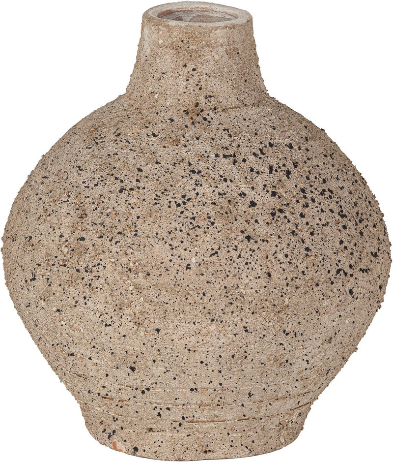 Woood sive decoratie vaas - klei - zand - 25x22x22