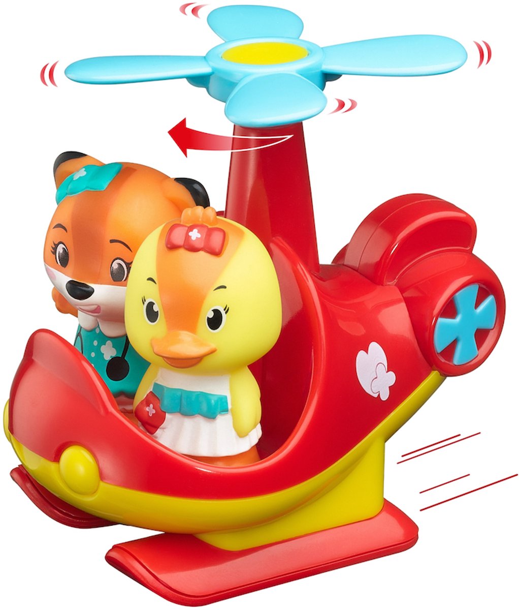 Klorofil speelset reddingshelikopter – helikopter met draaiende bloempropellers en ruimte voor 2 figuren – inclusief donna eend figuur – peuterspeelgoed vanaf 18 maanden – stimuleert fantasie en rollenspel