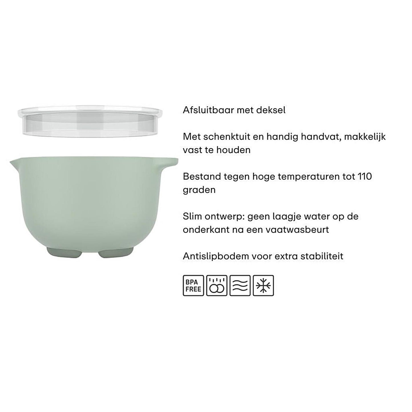 Mepal beslagkom met deksel chef it - 1.5 l - schaal - magnetron- en vaatwasmachinebestendig - bakspullen - chalk