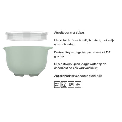 Mepal beslagkom met deksel chef it - 1.5 l - schaal - magnetron- en vaatwasmachinebestendig - bakspullen - chalk