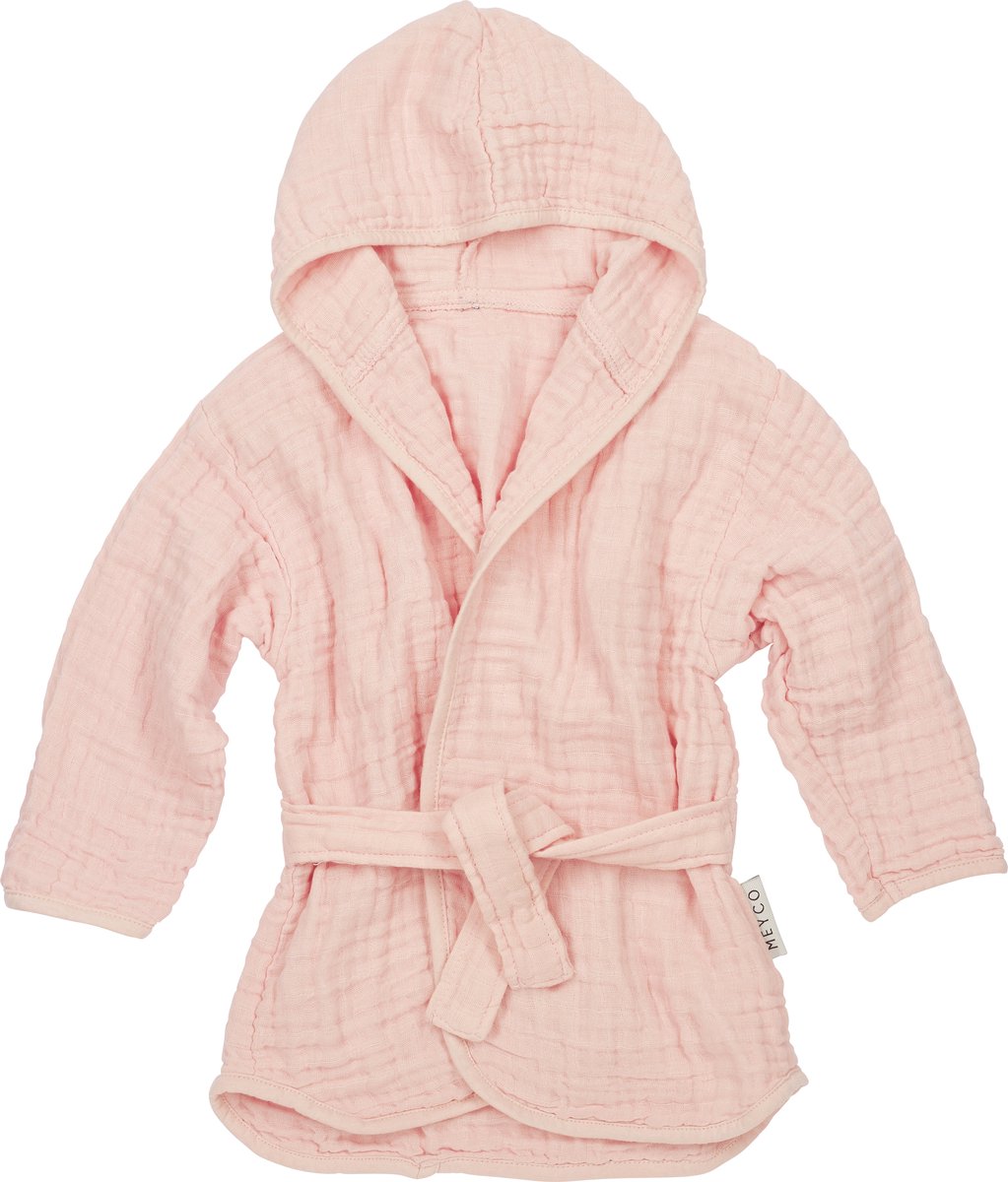 Meyco baby uni badjas - pre-washed hydrofiel - soft pink - 98 104