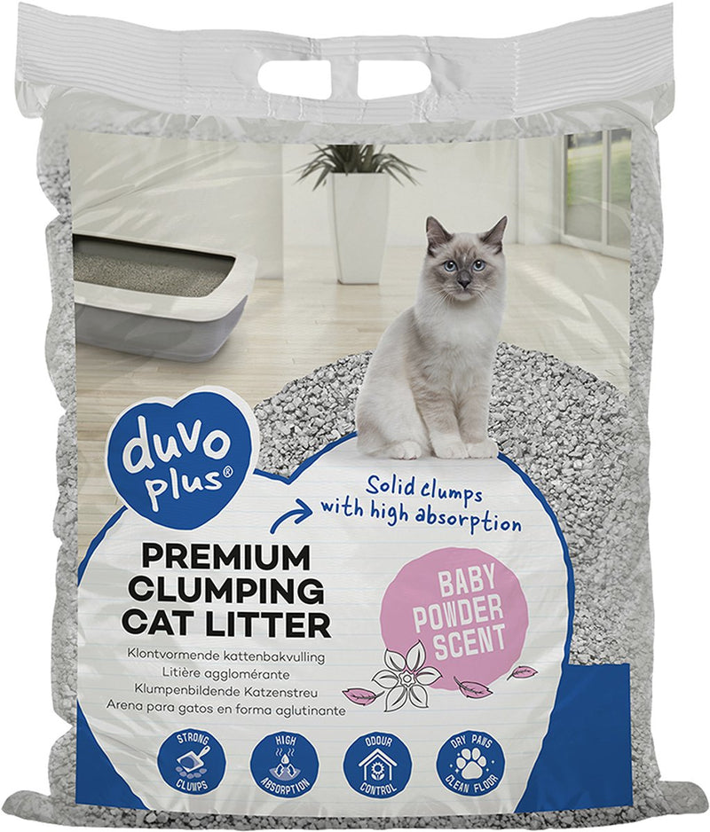 Duvo plus premium kattenbakvulling - klontvormend bentoniet met babypoedergeur - zuinig - 12kg (11,5l)