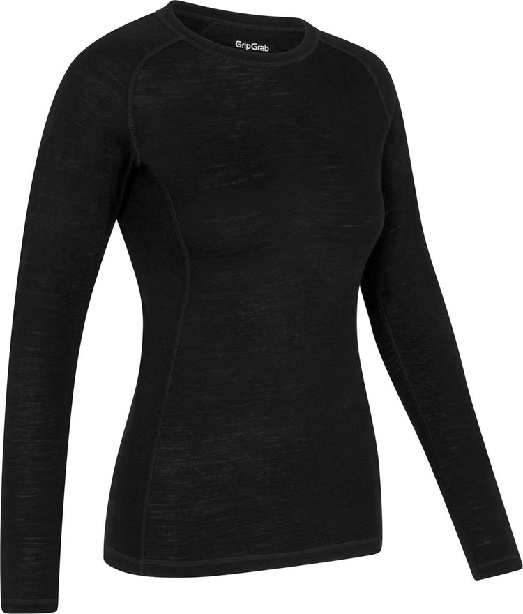 Gripgrab - merino blend thermal lange mouw herfst winter fiets ondershirt voor dames thermoshirt met merinowol - zwart - vrouwen - maat xl