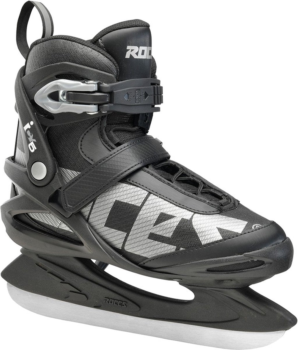 Roces – icy 5 – ijshockeyschaatsen – schaatsen heren – zwart zilver – thermo fit voering verstevigde enkelsteun – maat eu 44