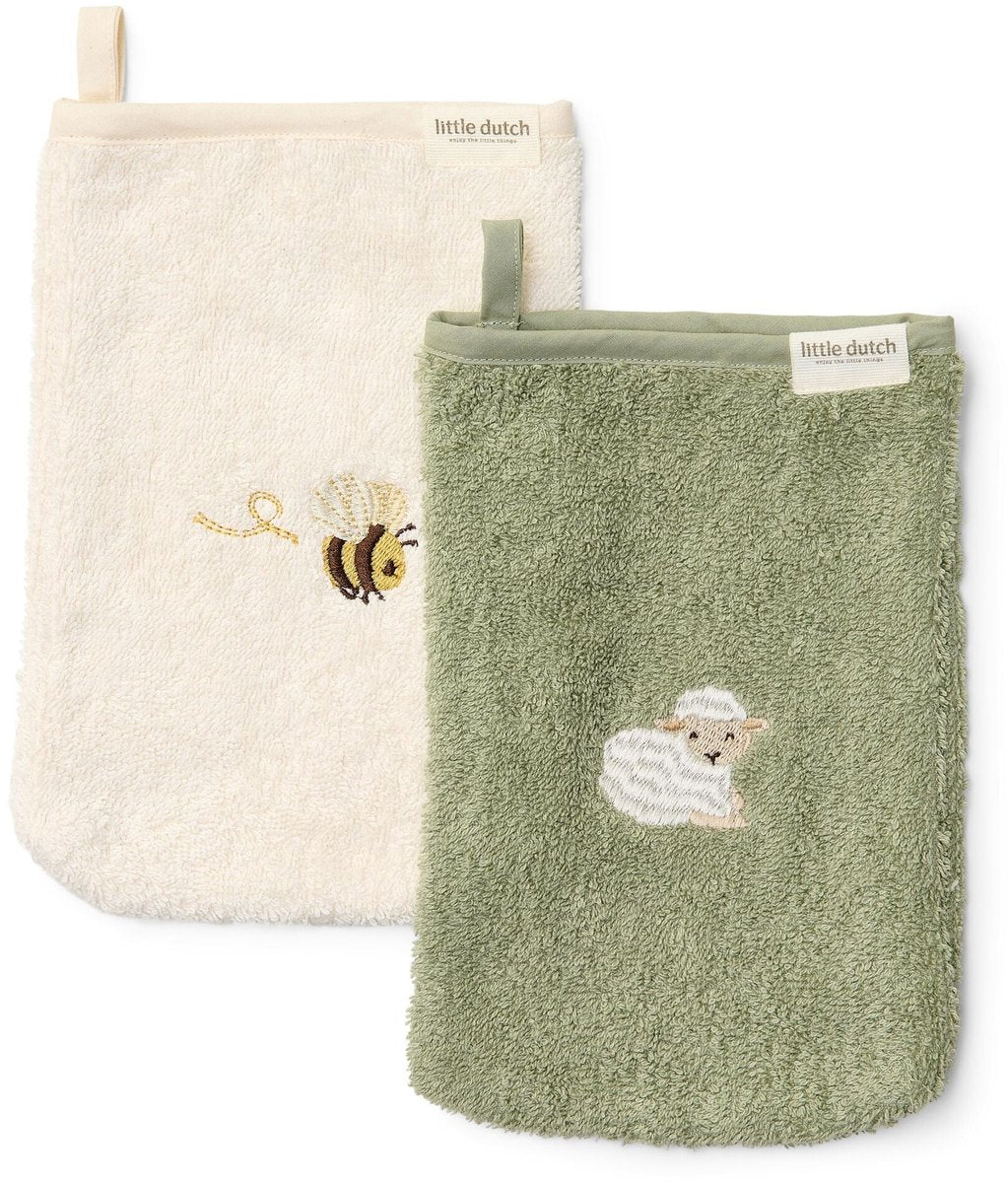 Little dutch washandjes set - groen - little farm