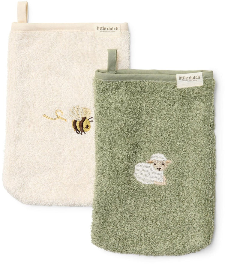 Little dutch washandjes set - groen - little farm