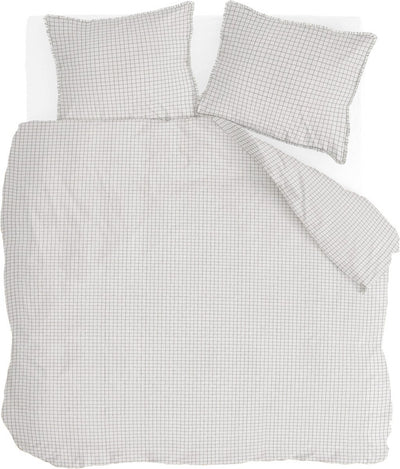 Walra dekbedovertrek crossed lines - 200x220 - 100% katoen (bci) - beige