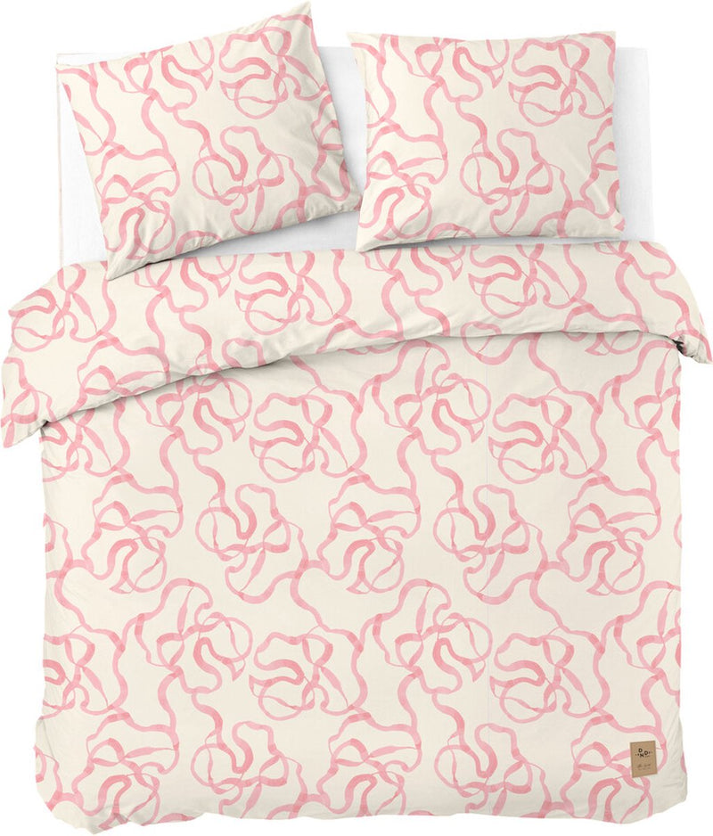 Dindi home dekbedovertrek pink party - 200x220 - 100% katoen - off white roze