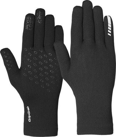 Gripgrab - waterproof knitted thermo fietshandschoenen waterdichte gebreide regen fiets handschoenen - zwart - unisex - maat m l