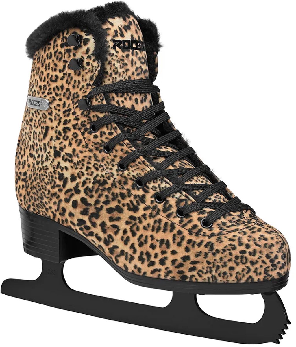 Roces – leopard – kunstschaatsen – schaatsen dames – bruin – warme fleece voering klassieke stabiliteit – maat eu 41