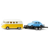 Siku 2567, vw t1 samba met transportwagen en vw kever, 1:50, metaal kunststof, veelkleurig, kantelbare laadvloer - afbeelding 1