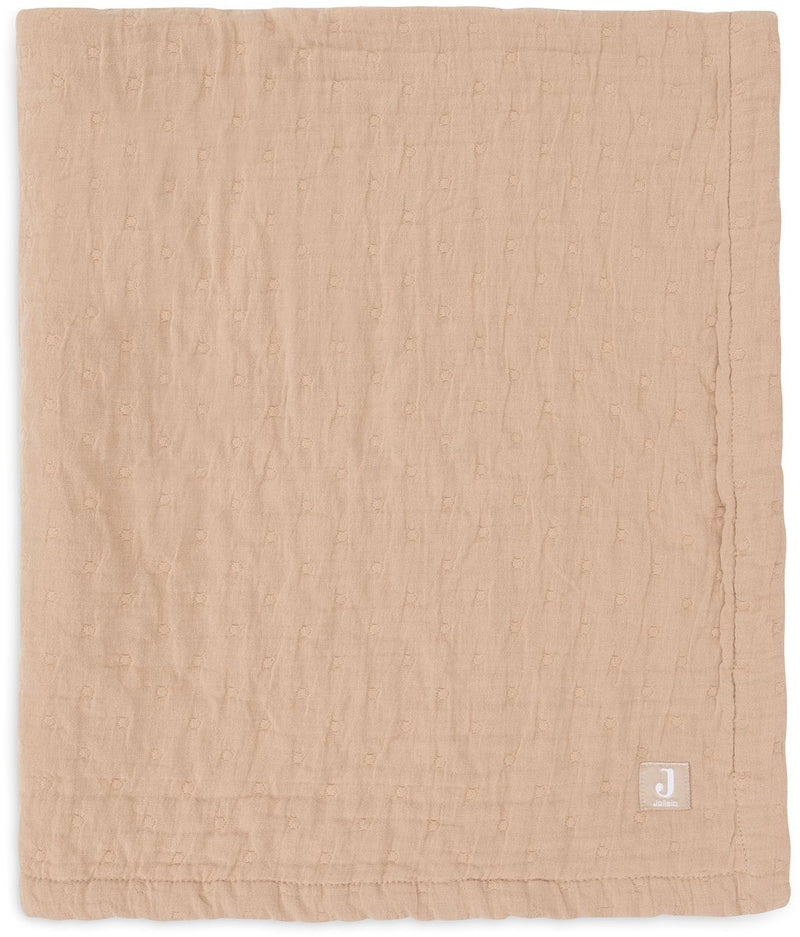 Jollein deken hydrofiel 75x100cm jacquard biscuit gots