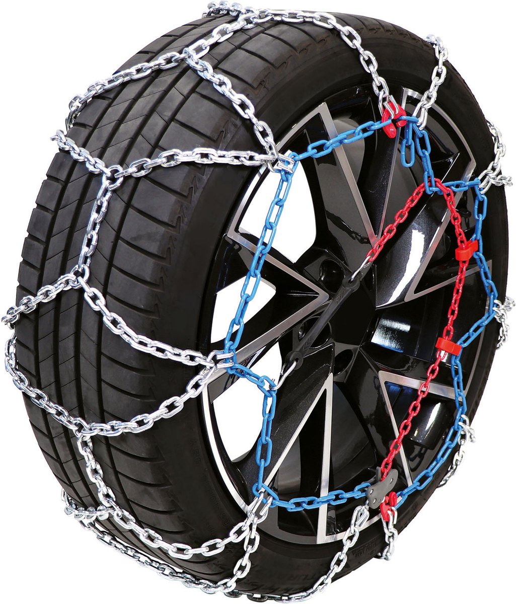 Carpoint sneeuwkettingen – rvx 240 – 16mm gehard stalen schakels – o norm v5117 en en 16662 1 gecertificeerd - semiautomatische spanner – kruisspoor verbetert de grip – incl. nood reparatieschakels, handschoenen, handleiding handige opbergtas