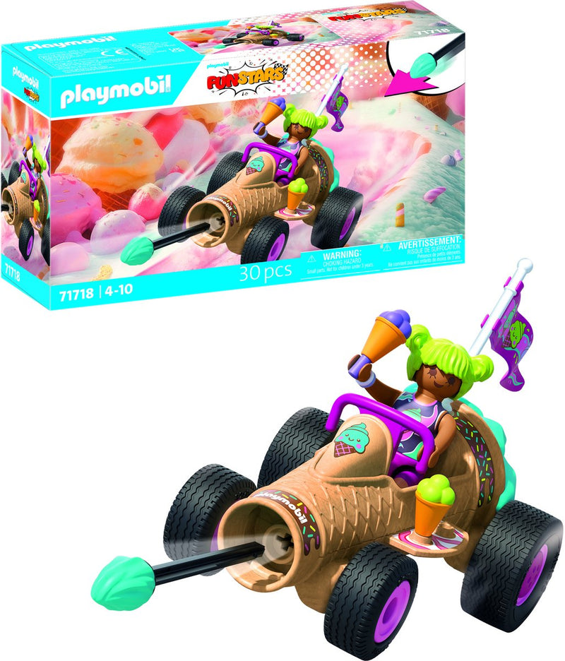 Playmobil | fun stars | raging ice cream cone | speelgoed vanaf 4 jaar | cadeau voor kinderen | speelgoedauto | met terugtrekmotor schietfunctie | 71717