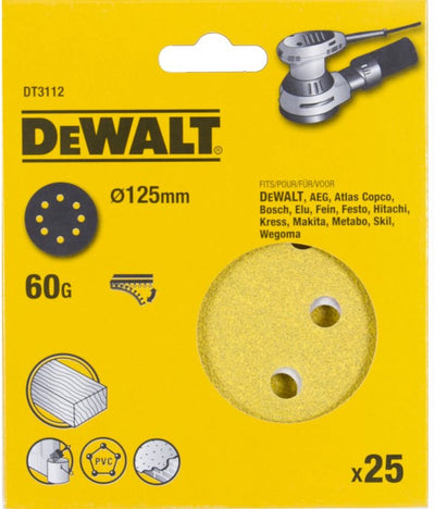 Dewalt accessoires dewalt dt3112-qz - schuurschijf - 125mm - p60 - 25 stuks