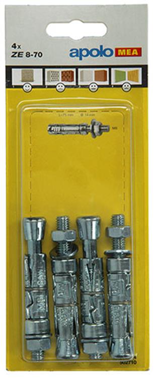 Celo 1003153 - 4 expansieankers ze 14mm + draadstang 502710 8x70mm | 5 stuks
