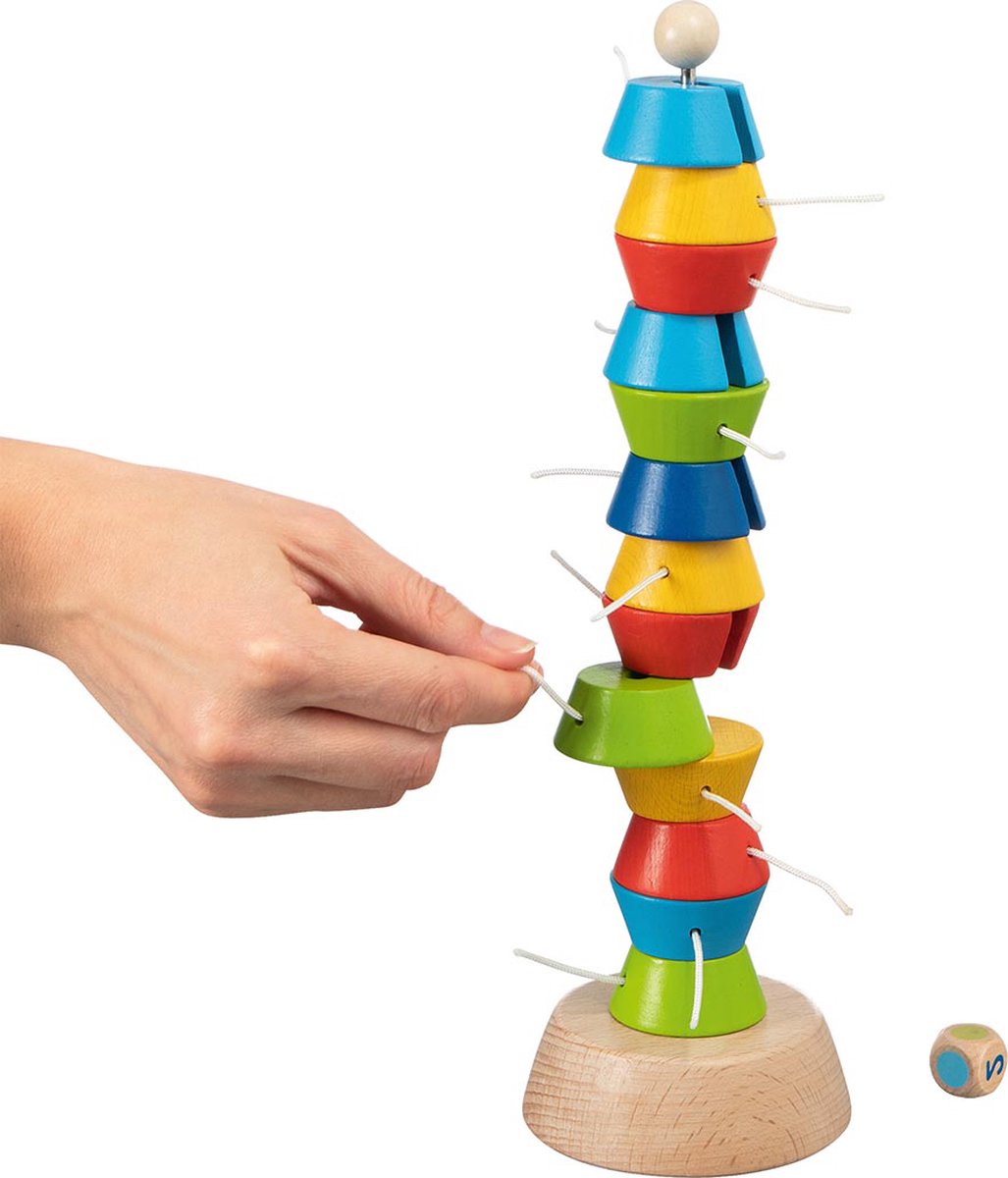 Goki stapeltoren tugie h30cm, 15 blokjes, hout en metaal, 4+
