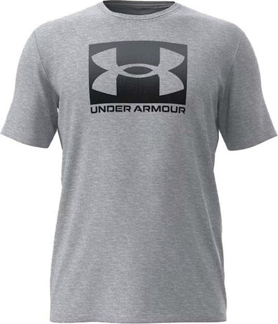 Under armour ua m boxed sports updated ss-gry heren sportshirt - mod grijs light heather - zwart