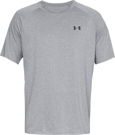 Under armour ua tech 2.0 ss tee-gry heren sportshirt - steel light heather - zwart