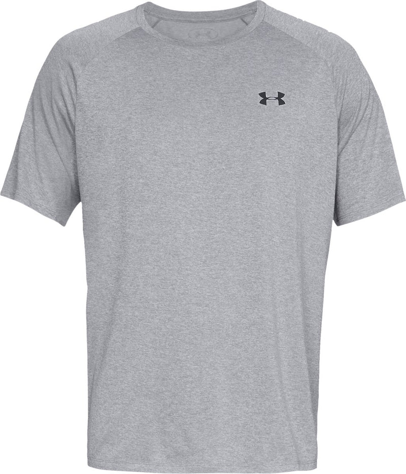 Under armour ua tech 2.0 ss tee-gry heren sportshirt - steel light heather - zwart