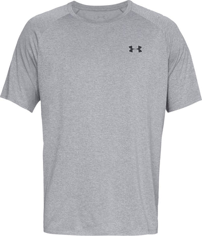 Under armour ua tech 2.0 ss tee-gry heren sportshirt - steel light heather - zwart