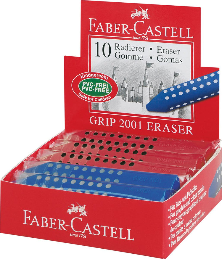 Gum faber-castell grip 2001 assorti display 10 stuks - fc-187101